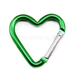 Zinc Alloy Screw Locking Carabiner, Heart, Green, 43.2x42mm(X-FIND-H002-90K)