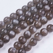 Natural Black Moonstone Beads Strands, Round, Sunstone, 8mm, Hole: 1mm, about 48pcs/strand, 15.7 inch(G-J157-8mm-05)