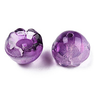 Transparent Spray Painted Glass Beads, Flower, Purple, 9x13x13mm, Hole: 1.6mm(GLAA-N035-032-C06)