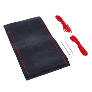 DIY Hand Sewing Leather Steering Wheel Cover, with Wax Cord and Needles, Black, 380x103x1.3mm, 1 set/box(AJEW-FH0003-38)