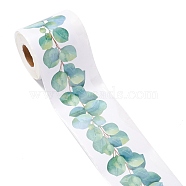 Eucalyptus Bulletin Board Border Stickers Roll, Printed Leaves Vine Trim Border Decor, for Bulletin Chalkboard Wall Decoration, Turquoise, 7.6x6.7x0.01cm(DIY-K038-01)