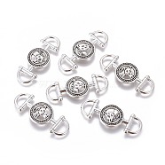 Tibetan Style Alloy Links connectors, Flat Round with Horse, Cadmium Free & Lead Free, Antique Silver, 43x15x3mm, Hole: 6mm(TIBEP-5193-AS-LF)