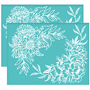 Self-Adhesive Silk Screen Printing Stencil, for Painting on Wood, DIY Decoration T-Shirt Fabric, Turquoise, Flower, 280x220mm(DIY-WH0338-171)
