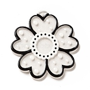 Transparent Printed Acrylic Pendants, Flower Charm, Black, 35x34x2.5mm, Hole: 1.5mm(OACR-B003-02C)