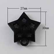 Opaque Acrylic Pendants, Star, Black, 30x27x6mm, Hole: 4mm, about 320pcs/500g(SACR-R695-1)