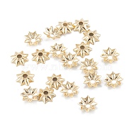 Multi-Petal Brass Bead Caps, Long-Lasting Plated, Rack Plating, Flower, Real 14K Gold Plated, 5x1mm, Hole: 1mm(KK-D063-17G)