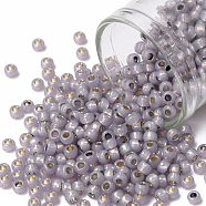 TOHO Round Seed Beads, Japanese Seed Beads, (PF2122) PermaFinish Light Amethyst Opal Silver Lined, 8/0, 3mm, Hole: 1mm, about 1111pcs/50g(SEED-XTR08-PF2122)