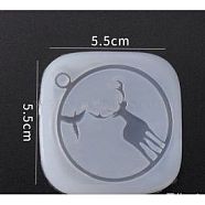 Pendant Silicone Molds, Resin Casting Molds, For UV Resin, Epoxy Resin Jewelry Making, Deer, White, 55x55x5mm(DIY-F037-E10)