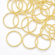 Iron Linking Rings, Textured, Nickel Free, Golden, 25x2mm, Inner Diameter: 22mm, about 390pcs/500g(IFIN-T007-02G-NF)