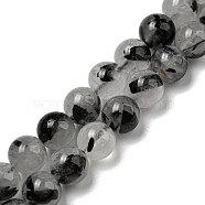 Grade A Natural Tourmalinated Quartz/Black Rutilated Quartz Beads Strands, Round, 6mm, Hole: 0.8mm, about 64pcs/strand, 15.43''(39.2cm)(G-R494-A06-02)
