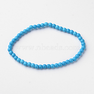 Synthetic Turquoise Round Bead Stretch Bracelets, 54.5mm, Bead: 4~5mm(BJEW-L594-B09)