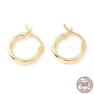 925 Sterling Silver Hoop Earrings, Chunky Small Huggie Hoop Earrings for Women, Golden, 14x13x2mm, Pin: 0.5x1mm(STER-P047-13A-G)
