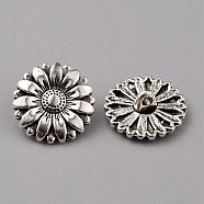 1-Hole Alloy Shank Buttons, Daisy, Antique Silver, 17.5x6.5mm, Hole: 2mm(BUTT-WH0020-21)