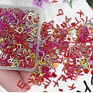 PVC Plastic Sequins, Nail Art Glitter, DIY Sparkly Paillette Tips Nail, Mixed Letter, FireBrick, 6x6~7x0.2mm, 400pcs/bag(MRMJ-WH0068-72G)