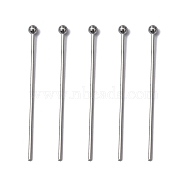 304 Stainless Steel Ball Head pins, Stainless Steel Color, 30x0.7mm, 21 Gauge, Head: 2mm, about 500pcs/bag(STAS-M010-30mm-01)