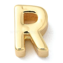 Rack Plating Brass Slide Charms, for Personalized Name Necklaces Making, Cadmium Free & Lead Free, Real 18K Gold Plated, Letter, Letter R, 7.5x5x3.5mm, Hole: 1.2mm(KK-M254-15G-R)