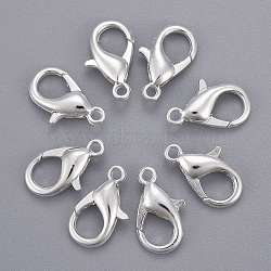Silver Color Plated Alloy Lobster Claw Clasps, Parrot Trigger Clasps for DIY Metal Jewelry, Cadmium Free & Lead Free, Size: about 8mm wide, 16mm long, hole: 1.5mm(X-E106-S)