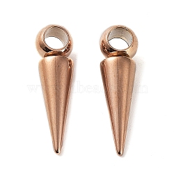 Ion Plating(IP)  201 Stainless Steel Pendants, Cone Charm, Rose Gold, 21x5.5~6mm, Hole: 3.2mm(STAS-M323-28RG-1)