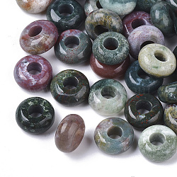 Natural Indian Agate European Beads, Large Hole Beads, Rondelle, 10x4.5mm, Hole: 4mm(X-G-Q503-03)