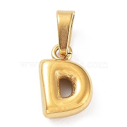 316L Surgical Stainless Steel Charms, Letter Charm, Golden, Letter D, 9.5x6x2.5mm, Hole: 3x4.5mm(STAS-G315-01G-D)