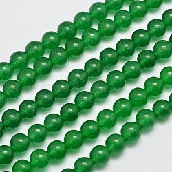 Natural & Dyed Malaysia Jade Bead Strands, Round, Green, 8mm, Hole: 1.0mm, about 48pcs/strand, 15 inch(X-G-A146-8mm-A06)