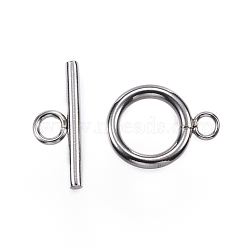 Non-Tarnish 304 Stainless Steel Toggle Clasps, Stainless Steel Color, Ring: 18.5x13.5x2mm, Hole: 3mm, Bar: 20x7x2mm, Hole: 3mm(X-STAS-F040-40C-P)