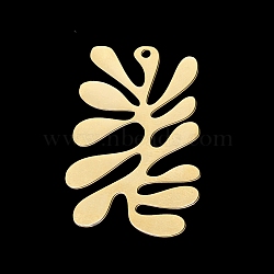 201 Stainless Steel Pendants, Laser Cut, Leaf, Golden, 35.5x24x1mm, Hole: 1.6mm(STAS-S105-LA384-2)