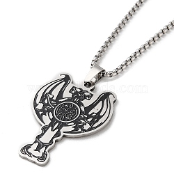 Cross Pendant Necklaces, with EnameL, 201 Stainless Steel Box Chain Necklaces, Stainless Steel Color, 23.82 inch(60.5cm)(NJEW-A023-01P)