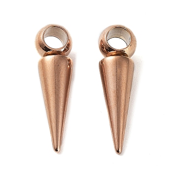 Ion Plating(IP)  201 Stainless Steel Pendants, Cone Charm, Rose Gold, 21x5.5~6mm, Hole: 3.2mm