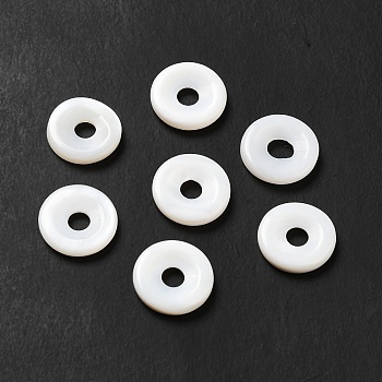 Natural Freshwater Shell Beads, Donut/Pi Disc, White, 12x2.5mm, Hole: 3.5mm