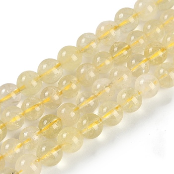 Natural Lemon Quartz Beads Strands, Round, 6~6.5mm, Hole: 0.8mm, about 63pcs/strand, 15.35''(39cm)