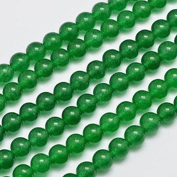 Natural & Dyed Malaysia Jade Bead Strands, Round, Green, 8mm, Hole: 1.0mm, about 48pcs/strand, 15 inch