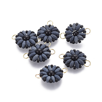 MIYUKI & TOHO Handmade Japanese Seed Beads Links, Loom Pattern, Sun Flower, Midnight Blue, 19~20x13.5~14x4.5mm, Hole: 3mm