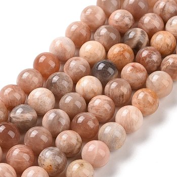 Round Natural Sunstone Beads Strands, 8mm, Hole: 1mm, about 47pcs/strand, 15.4 inch.