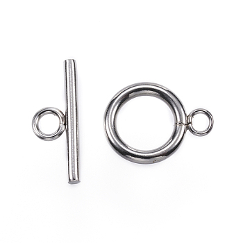 304 Stainless Steel Toggle Clasps, Stainless Steel Color, Ring: 18.5x13.5x2mm, Hole: 3mm, Bar: 20x7x2mm, Hole: 3mm