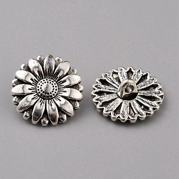 1-Hole Alloy Shank Buttons, Daisy, Antique Silver, 17.5x6.5mm, Hole: 2mm