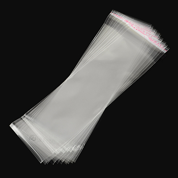 OPP Cellophane Bags, Rectangle, Clear, 24x7cm, Hole: 8mm, Unilateral Thickness: 0.035mm, Inner Measure: 18x7cm