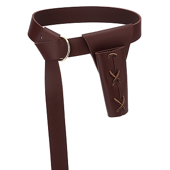 Men's PU Leather Belt Sword Dagger Frog Case, Sword Holster Waist Belt, Coconut Brown, 73-1/4 inch(186cm)