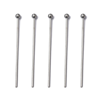 304 Stainless Steel Ball Head pins, Stainless Steel Color, 30x0.7mm, 21 Gauge, Head: 2mm, about 500pcs/bag