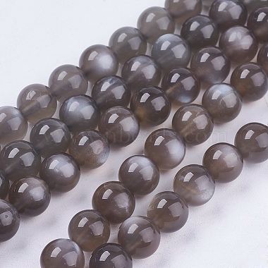 8mm Black Round Moonstone Beads