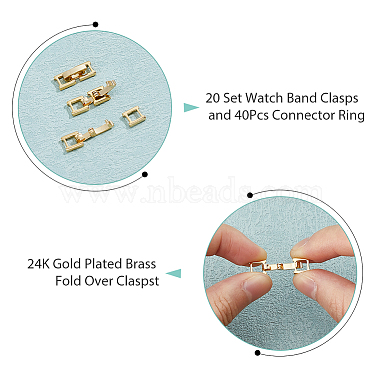 60個 2 スタイルの環境に優しい真鍮時計バンドの留め金(KK-DC0003-99)-5
