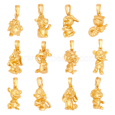 Golden 12 Chinese Zodiac Signs Alloy Pendants