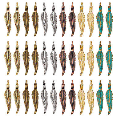 Mixed Color Feather Alloy Pendants