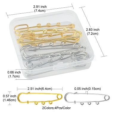 8Pcs 2 Colors Stainless Steel Safety Pins(STAS-YW0001-38)-4
