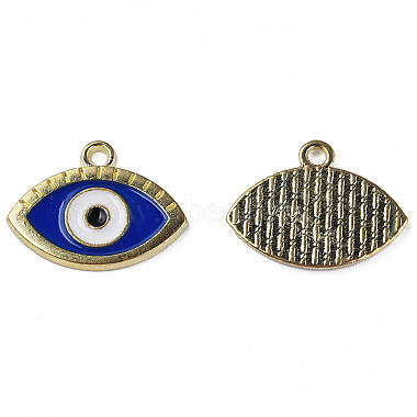 Light Gold Medium Blue Evil Eye Alloy+Enamel Pendants