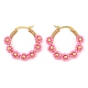 304 Stainless Steel & Bohemian Beaded Flower Hoop Earrings for Women(EJEW-R001-02G-03)-2