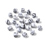 Opaque Acrylic Beads, Imitation Gemstone, Cube, Two Tone, White, 17x15.5x15.5mm, Hole: 3mm, 143pcs/500g(OACR-D320-01G)