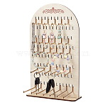Arch Shaped Plywood Jewelry Organizer Display Stands for Bracelets Necklaces Display Cards, with Hooks, Old Lace, 35.5x20x10cm(AJEW-WH0604-76)
