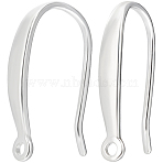 5 Pairs Sterling Silver Earring Hooks, with Vertical Loops, Silver, 14x2.2mm, Hole: 1mm, Pin: 0.7mm(STER-BBC0001-70)