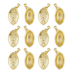 12Pcs Rugby Rack Plating Brass Pendants, Cadmium Free & Lead Free, Long-Lasting Plated, Real 18K Gold Plated, 19.5x11x5mm, Hole: 2x3.5mm(KK-HS0002-05)